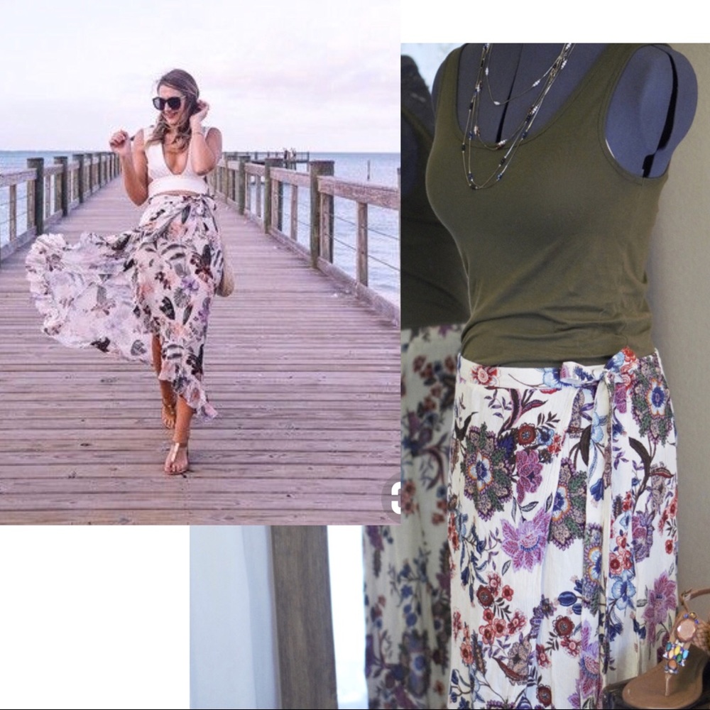 PATRONS OF PEACE floral faux wrap skirt